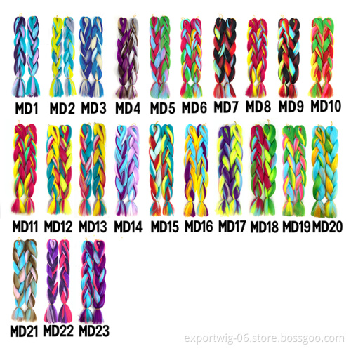 Colorful Jumbo Braiding Hair Extensions 24 inch Crochet Braids Hair Synthetic Fiber Yaki Texture